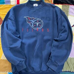 Vintage Logo Athletics Tennessee Titans Navy Blue Crewneck Large